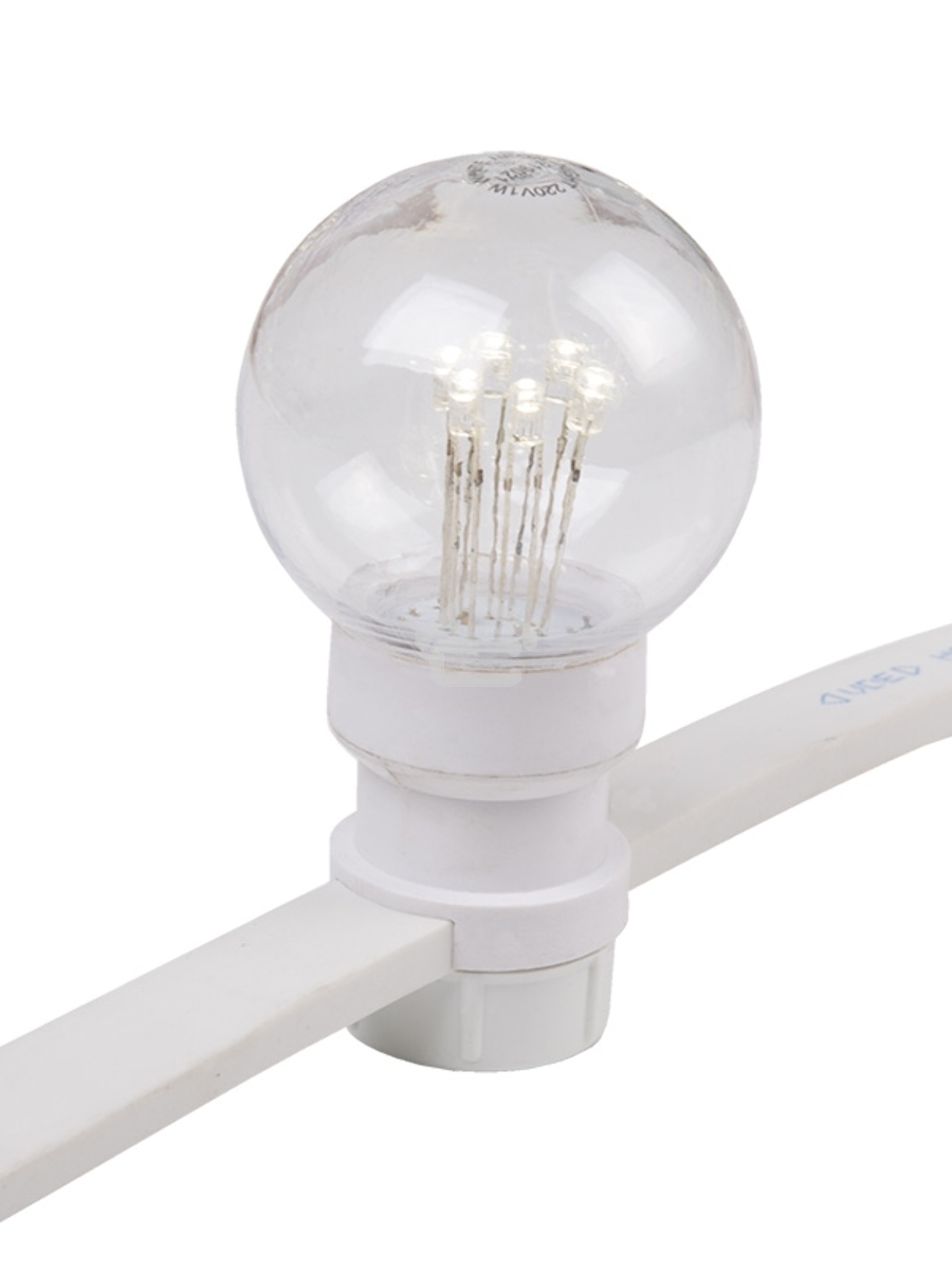 Гирлянда LED Galaxy Bulb String 10м, белый КАУЧУК, 30 ламп*6 LED БЕЛЫЕ, влагостойкая IP65