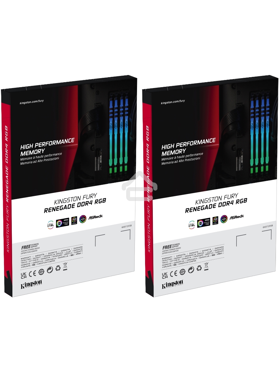 Оперативная память Kingston Fury Renegade, DDR4, 16GB (2x8GB), 3600MHz, CL16, DIMM, с радиаторами, RGB, черный