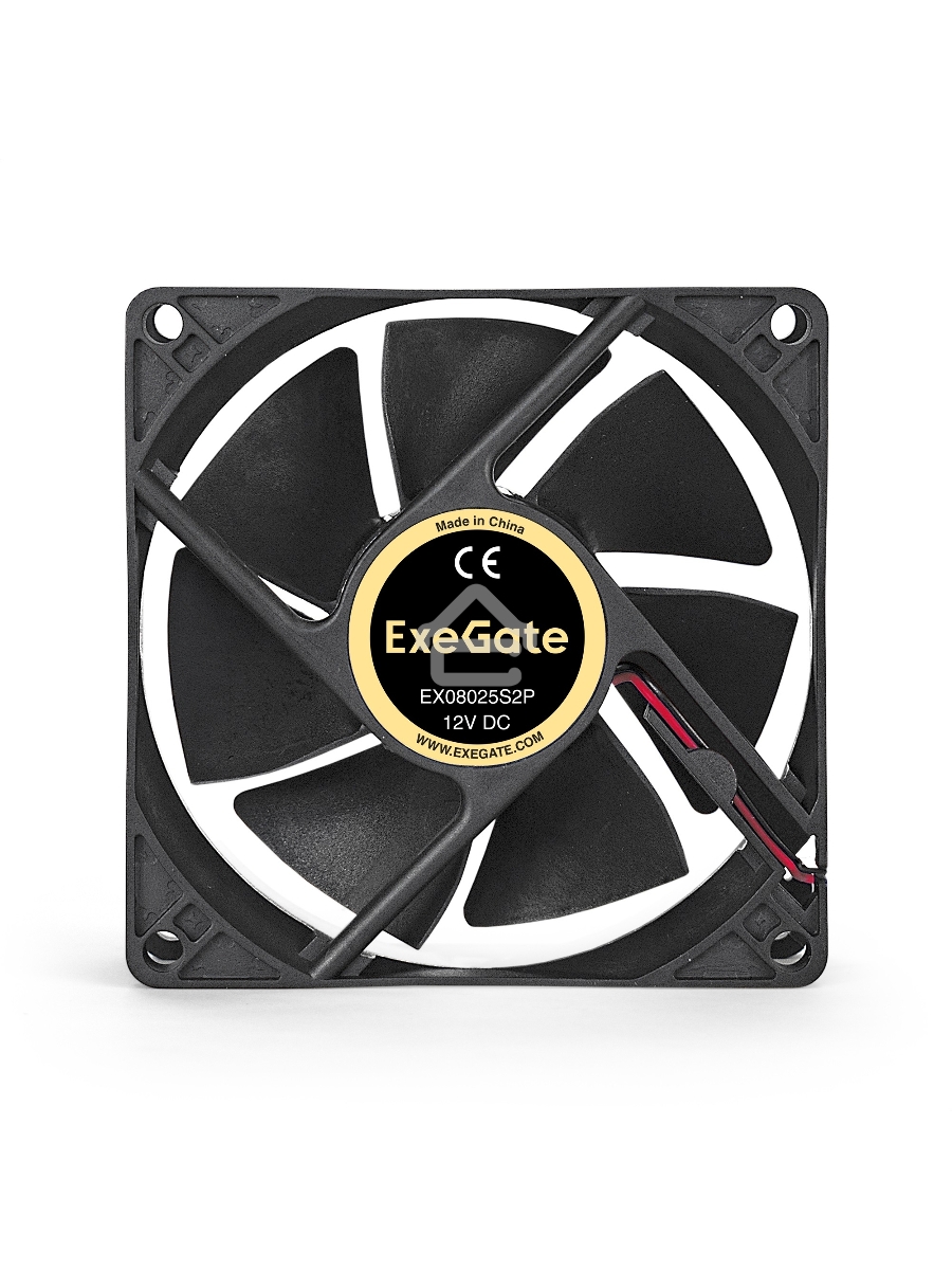 Вентилятор для корпуса ExeGate EX08025S2P черный, 80 мм, 2200 об/мин, 22.5 дБ, 2 pin