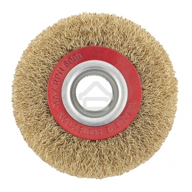 Щетка для точила Matrix 125 мм, посадка 20 мм, плоская, латунир. витая проволока