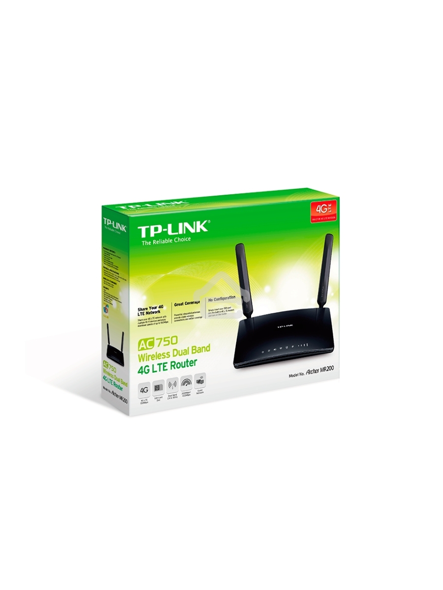 Маршрутизатор беспроводной TP-Link SOHO Archer MR200 (MR200) 10/100BASE-TX/4G черный