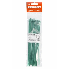 Хомут-стяжкa нeйлонoвая Rexant 200x3,6 мм, зеленая, упаковка 25 шт.