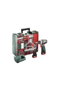 Дрель-шуруповерт Metabo PowerMaxx BS Basic Set 600080880, Аккумуляторный, 12В, 2 АКБ, Кейс