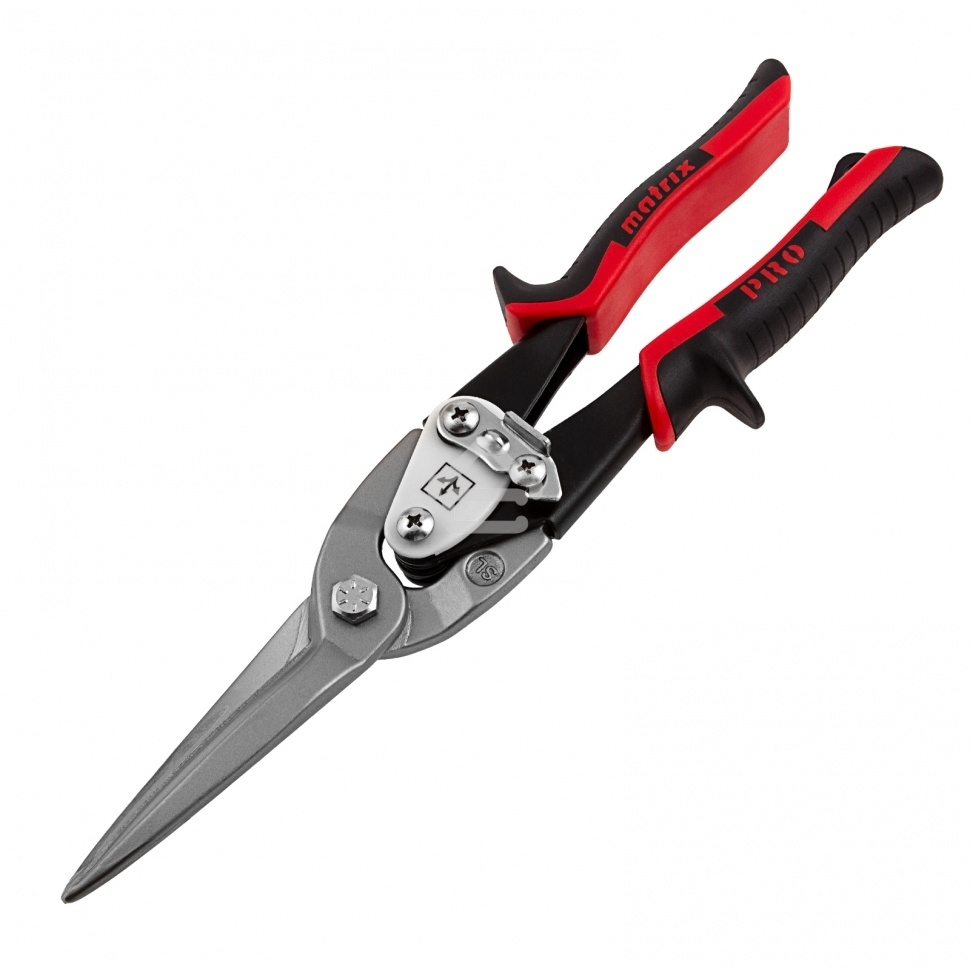 Ножницы по металлу Matrix, удлиненные, 290 мм, прямой рез, CrMo, 2-комп.обрезиненные рук-ки, PRO