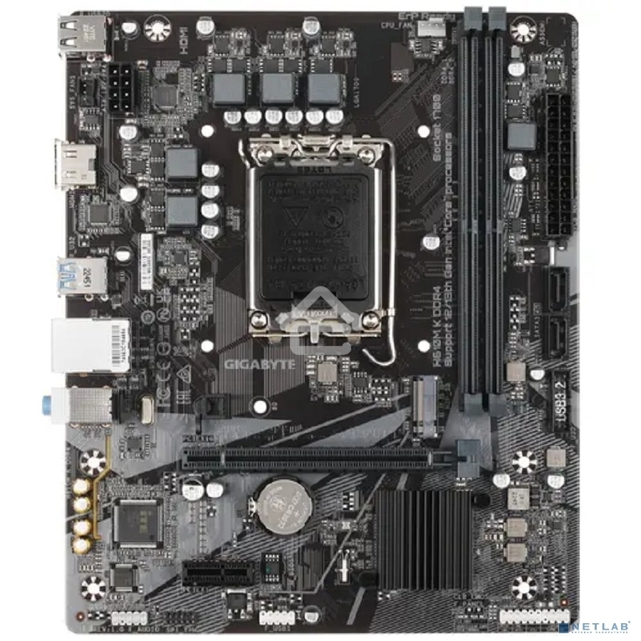 Материнская плата Gigabyte H610M K DDR4 V2.0, LGA 1700, Intel H610, 2xDDR4, 2xSATA, 1xM.2, 1xPCIe 4.0 x16, 1xPCIe x1, 1xHDMI, 1x 1Gb LAN, 2xUSB-A 3.2 Gen 1, 4xUSB-A 2.0, 3x 3.5 мм, 7.1, mATX