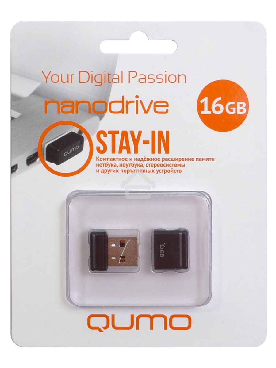 Флэш Диск QUMO 16GB NANO QM16GUD-NANO-B Black