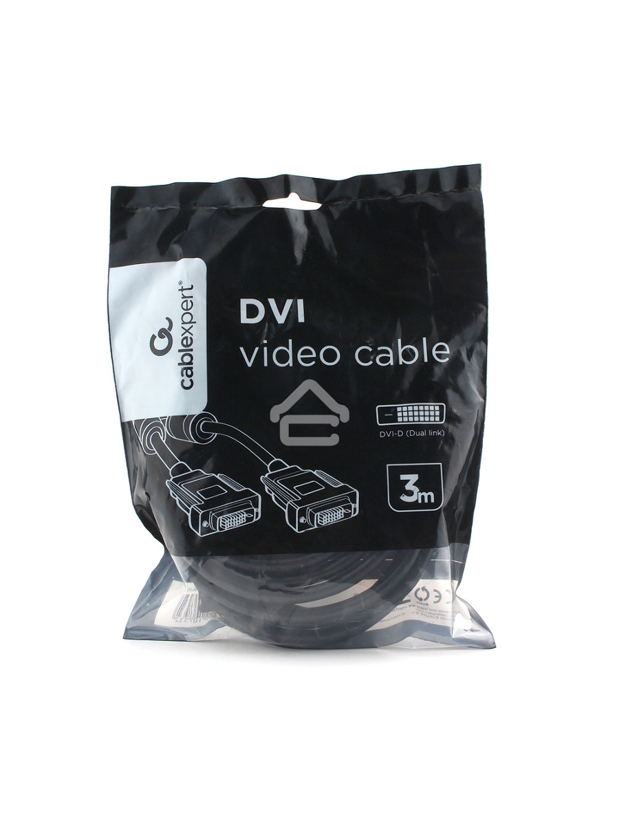 Кабель DVI-D dual link Cablexpert CC-DVI2L-BK-10, 25M/25M, 3.0м, CCS, черный, экран, феррит.кольца, пакет