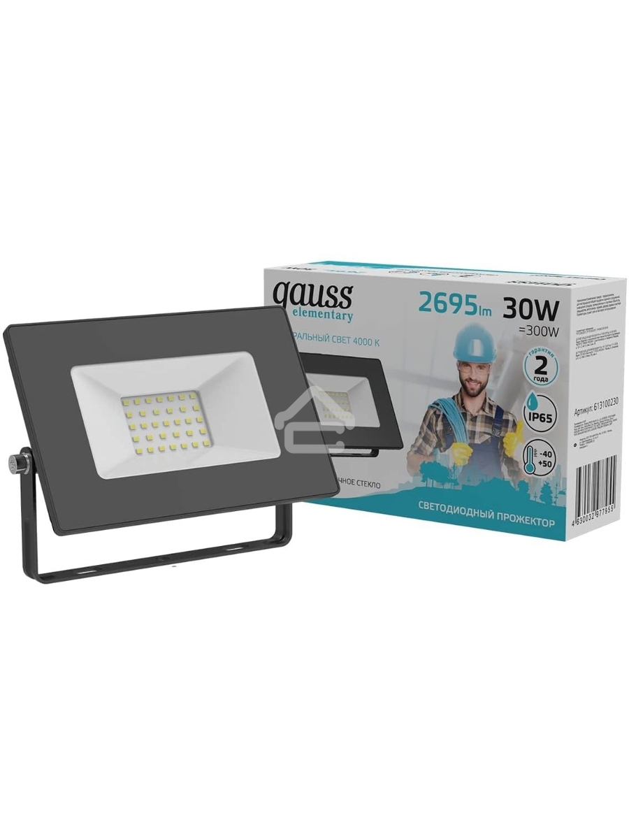 Прожектор светодиодный Elementary 30W 2695lm 4000К 200-240V IP65 черный LED