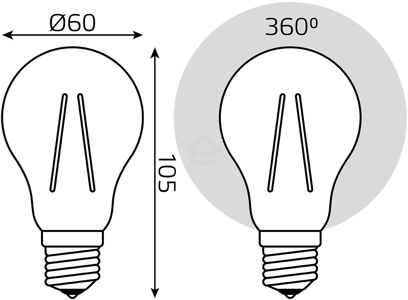 Лампа светодиодная GAUSS 102802206LED Filament А60 Е27 6Вт 4100к 1/10/40