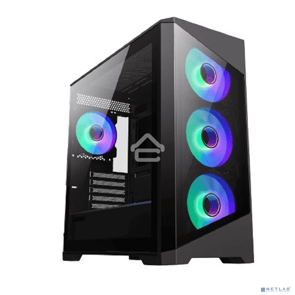 Компьютерный корпус mATX, без блока питания Gamemax Destroyer TGb mATX case, black, w/o psu, w/1xUSB3.0+2xUSB2.0, Combo Audio, w/3x12cm ARGb front fan (1xFN-12A-M6I, 2xFN-12A-S6I), w/1x12cm ARGb rear fan (FN