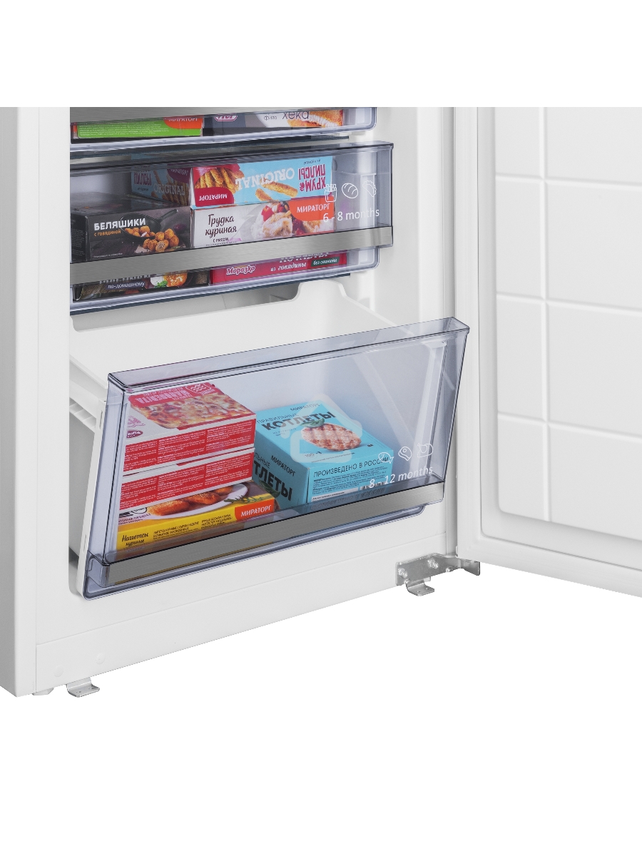 Встраиваемый холодильник Maunfeld MBF19369NFWGR LUX Inverter белый двухкамерный 257/84л морозилка снизу