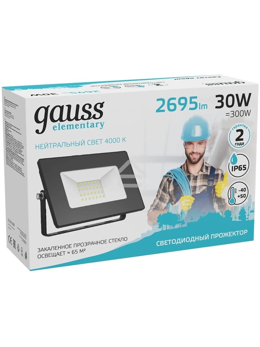 Прожектор светодиодный Elementary 30W 2695lm 4000К 200-240V IP65 черный LED
