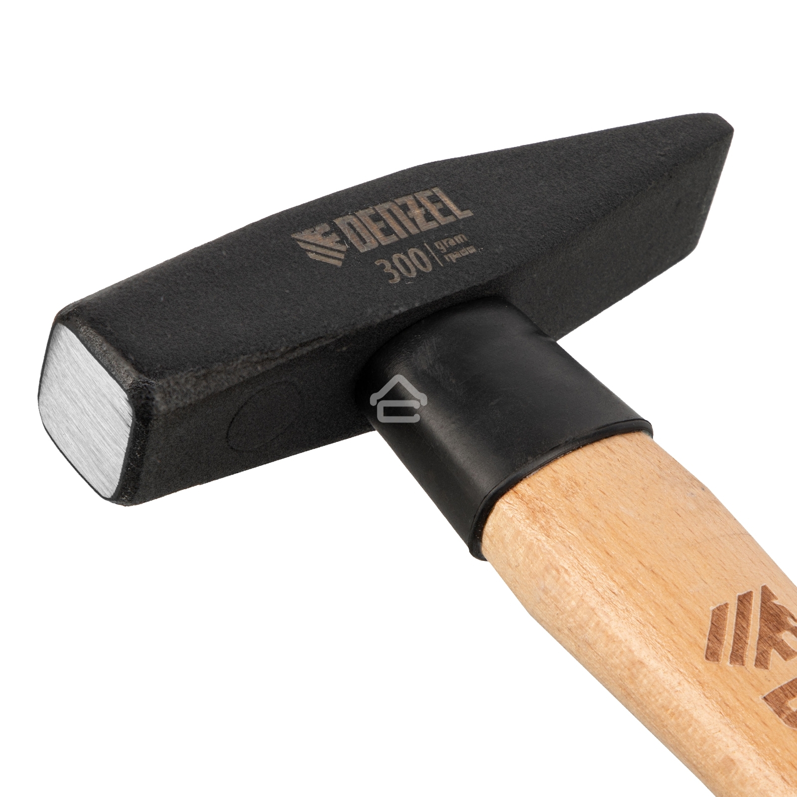 Молоток слесарный Denzel 300 г, кованый квадратный боек, буковая рукоятка