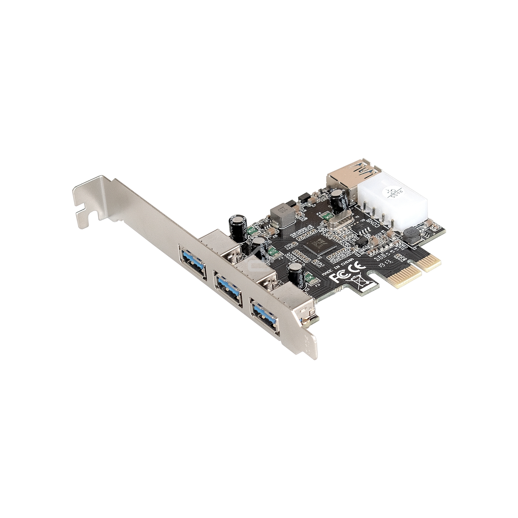 Контроллер ExeGate EXE-367 PCI-E 2.0, 3*USB3.0 ext + 1*USB3.0 int, разъем доп.питания (OEM)
