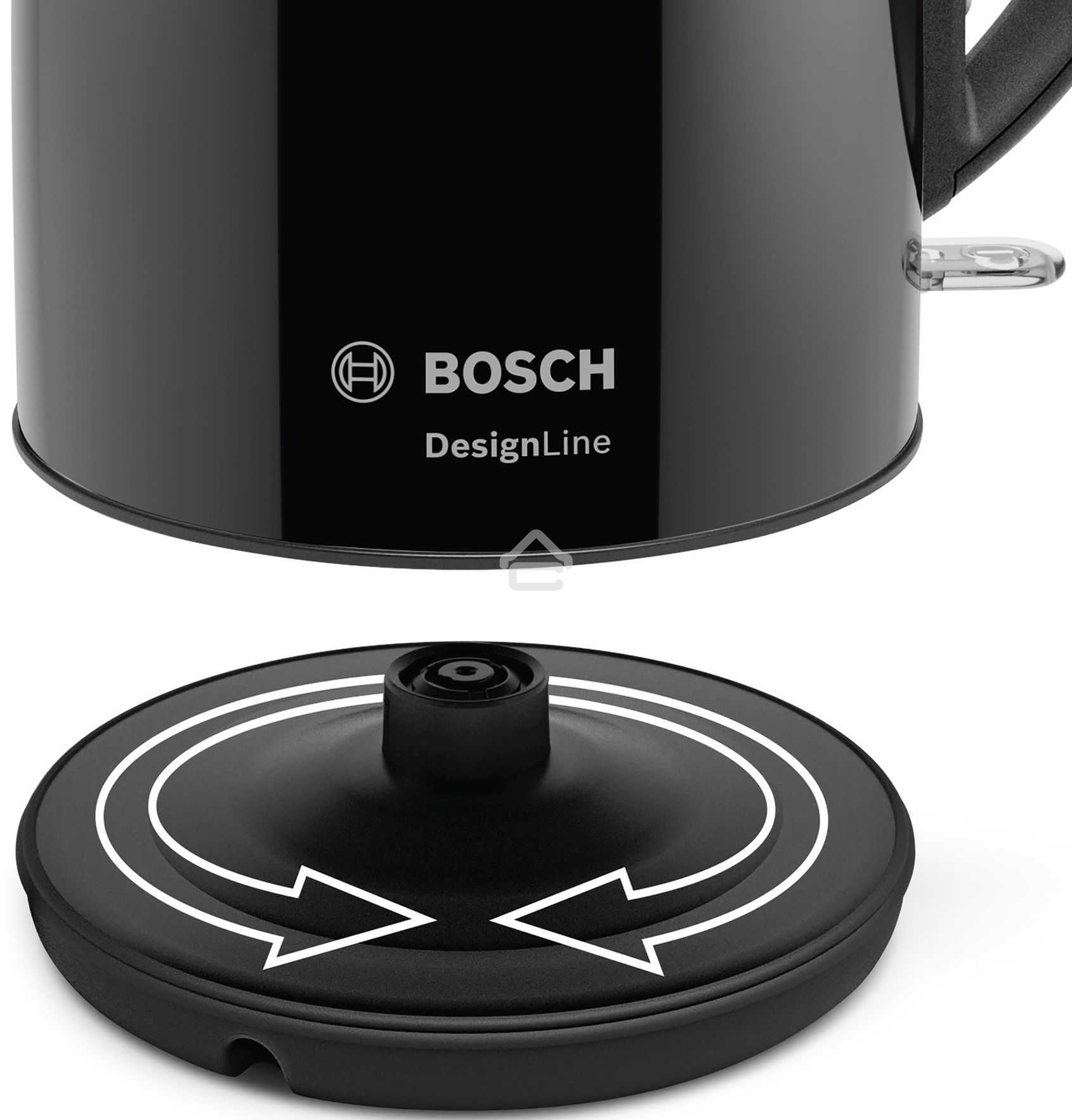 Чайник электрический Bosch TWK3P423 1.7 л, 2400 Вт, черный (корпус: нержавеющая сталь)