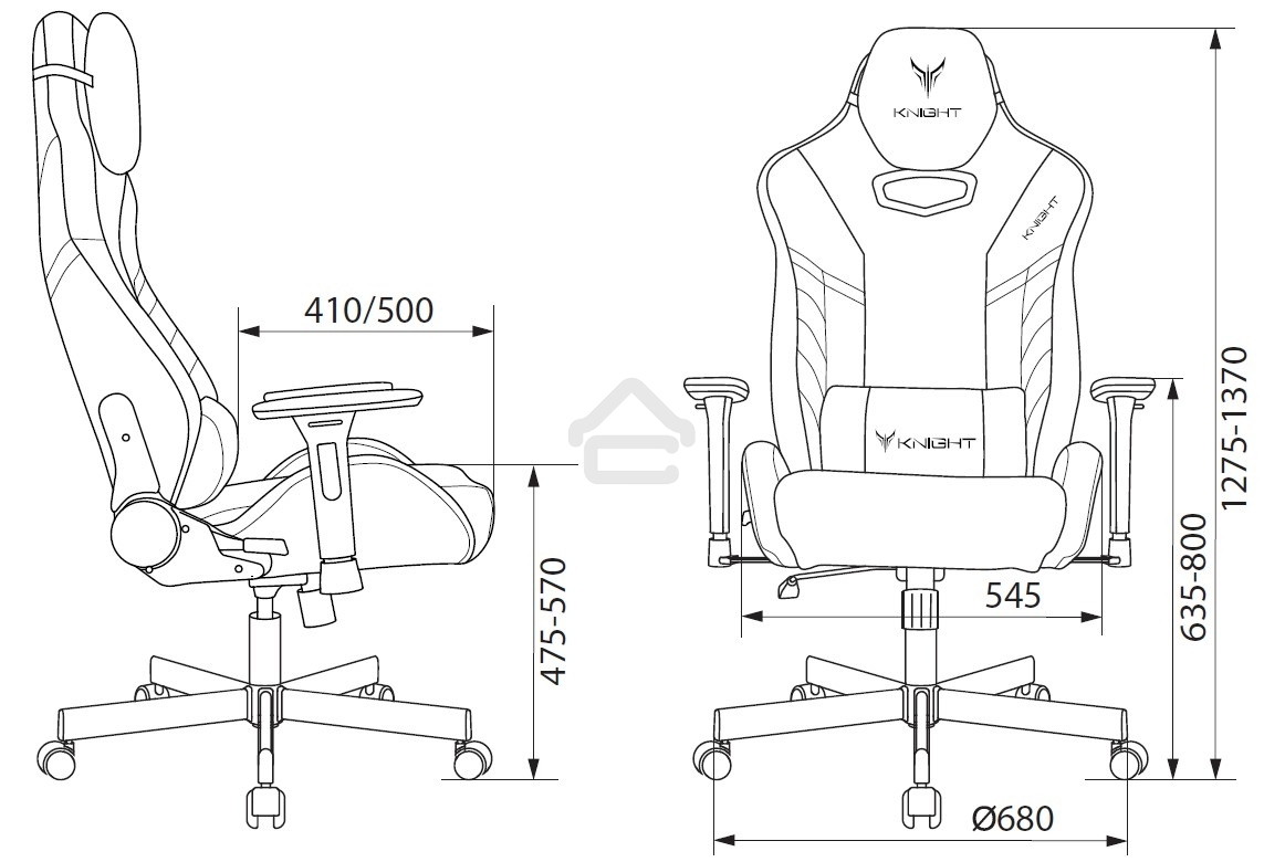 Кресло игровое Knight Thunder 5X черный/голубой эко.кожа крестов. металл