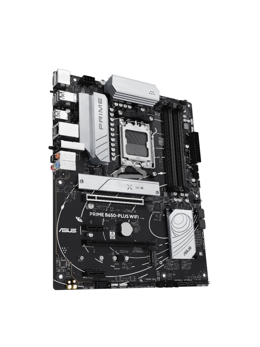 Материнская плата ASUS PRIME B650-PLUS WIFI, AM5, AMD B650, 4xDDR5, 4xSATA, 2xM.2, 1xPCIe 4.0 x16, 2xPCIe 4.0 x1, 1xDP, 1xHDMI, 1x2.5Gb LAN, Wi-Fi 6E, Bluetooth 5.3, 4xUSB-A 10Gbps, 2xUSB-A 5Gbps, 2xUSB-A 2.0, 5x3.5 мм, 7.1, ATX