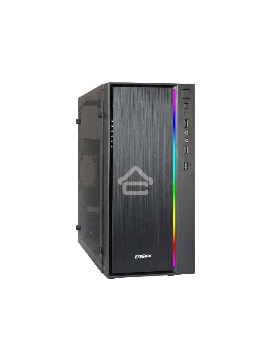 Корпус Minitower ExeGate mEVO-9301 Black-RGB light, ATX, <500NPX>, 2*USB+1*USB3.0, HD Audio