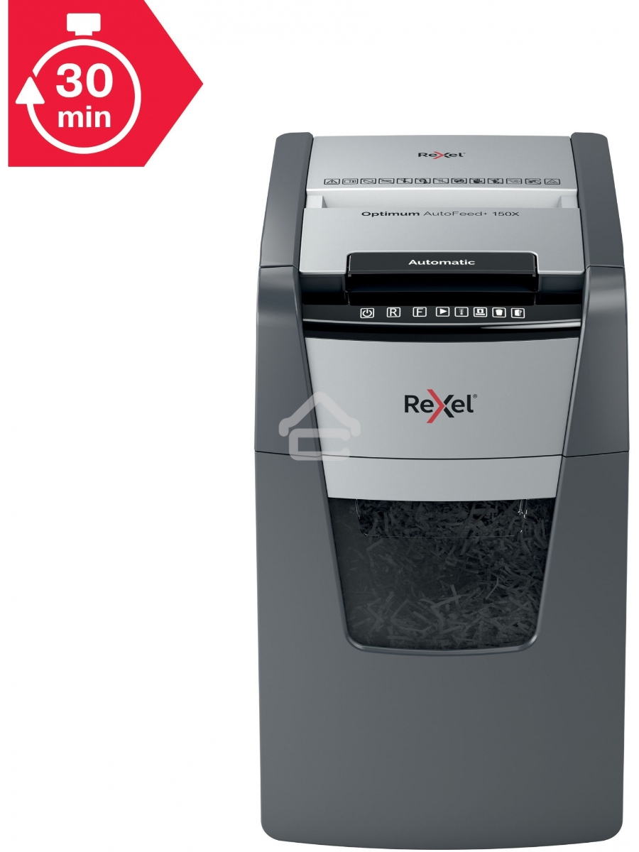 Шредер Rexel Optimum AutoFeed 150X черный с автоподачей (секр.P-4)/фрагменты/150лист./44лтр./скрепки/скобы/пл.карты