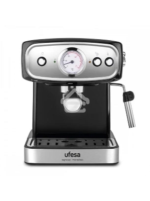 Кофеварка рожковая Ufesa CE7244 BRESCIA черный/серебристый, исп. кофе - молотый, 1.5 л, 850 Вт, 20 Бар.