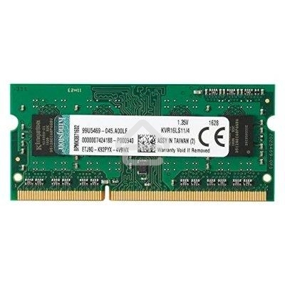 Оперативная память Kingston ValueRAM, DDR3L, 4GB (1x4GB), 1600MHz, CL11, SO-DIMM