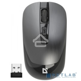 Мышь беспроводная Defender Wave MM-995 серебристый, 1600 dpi, радиоканал, USB, кнопки - 4