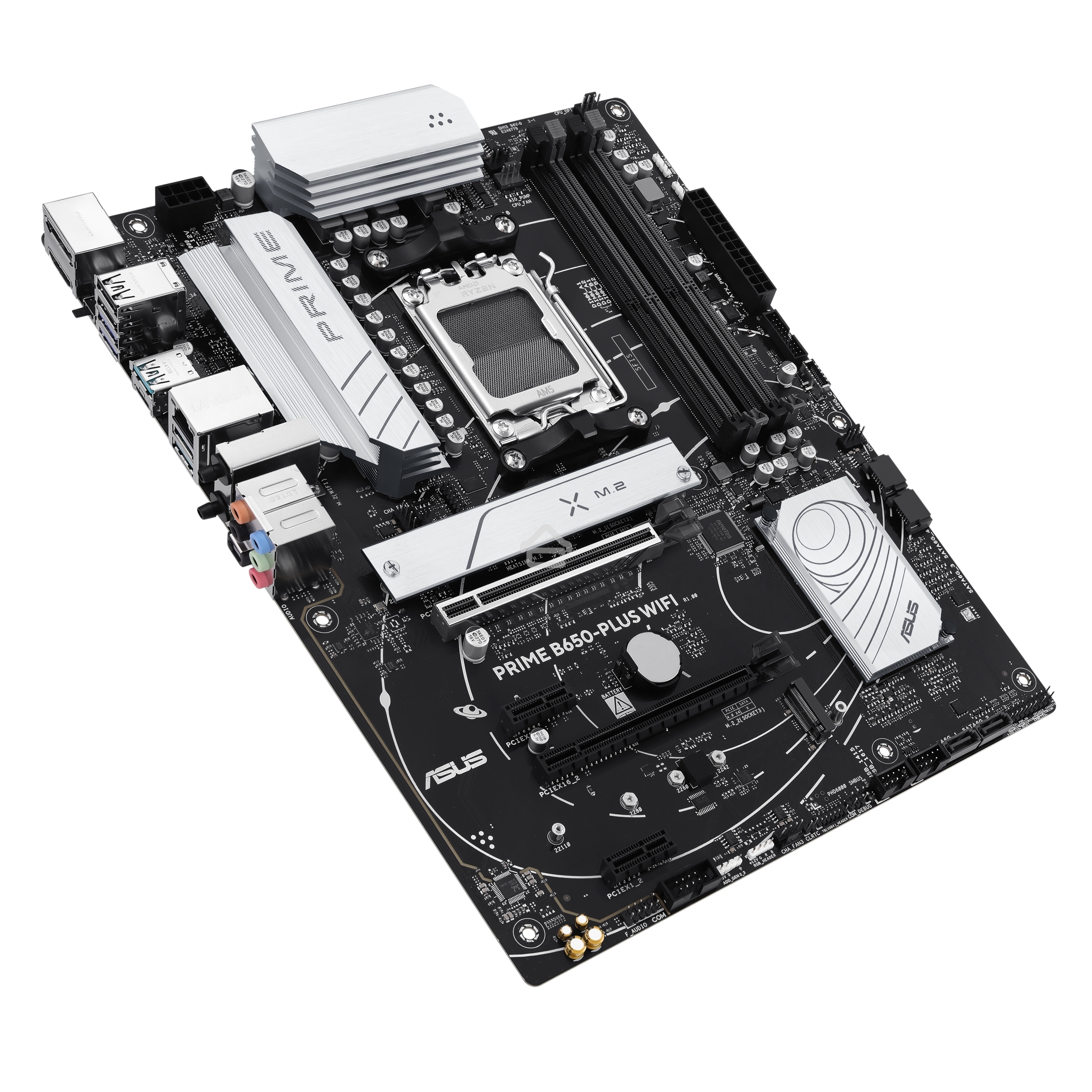 Материнская плата ASUS PRIME B650-PLUS WIFI, AM5, AMD B650, 4xDDR5, 4xSATA, 2xM.2, 1xPCIe 4.0 x16, 2xPCIe 4.0 x1, 1xDP, 1xHDMI, 1x2.5Gb LAN, Wi-Fi 6E, Bluetooth 5.3, 4xUSB-A 10Gbps, 2xUSB-A 5Gbps, 2xUSB-A 2.0, 5x3.5 мм, 7.1, ATX