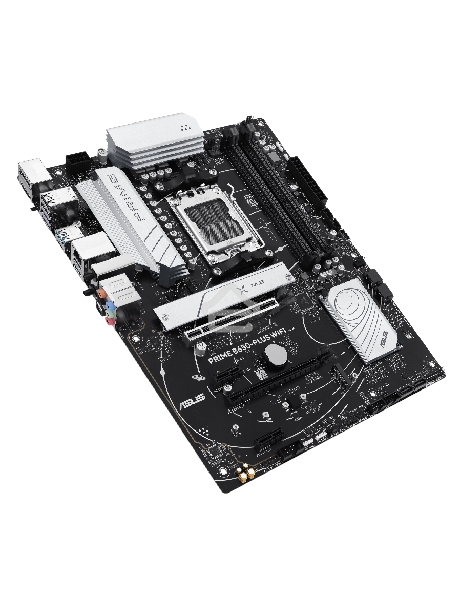 Материнская плата ASUS PRIME B650-PLUS WIFI, AM5, AMD B650, 4xDDR5, 4xSATA, 2xM.2, 1xPCIe 4.0 x16, 2xPCIe 4.0 x1, 1xDP, 1xHDMI, 1x2.5Gb LAN, Wi-Fi 6E, Bluetooth 5.3, 4xUSB-A 10Gbps, 2xUSB-A 5Gbps, 2xUSB-A 2.0, 5x3.5 мм, 7.1, ATX