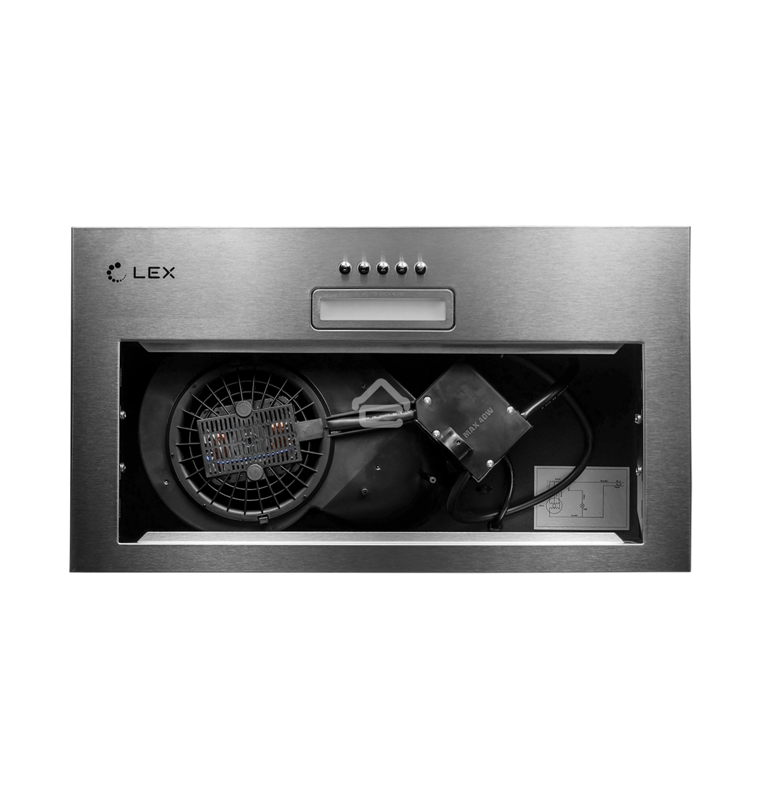 Вытяжка встраиваемая LEX GS BLOC LIGHT 600 нержавеющая сталь, 53 см, 500 куб. м/ч, 44 дБ