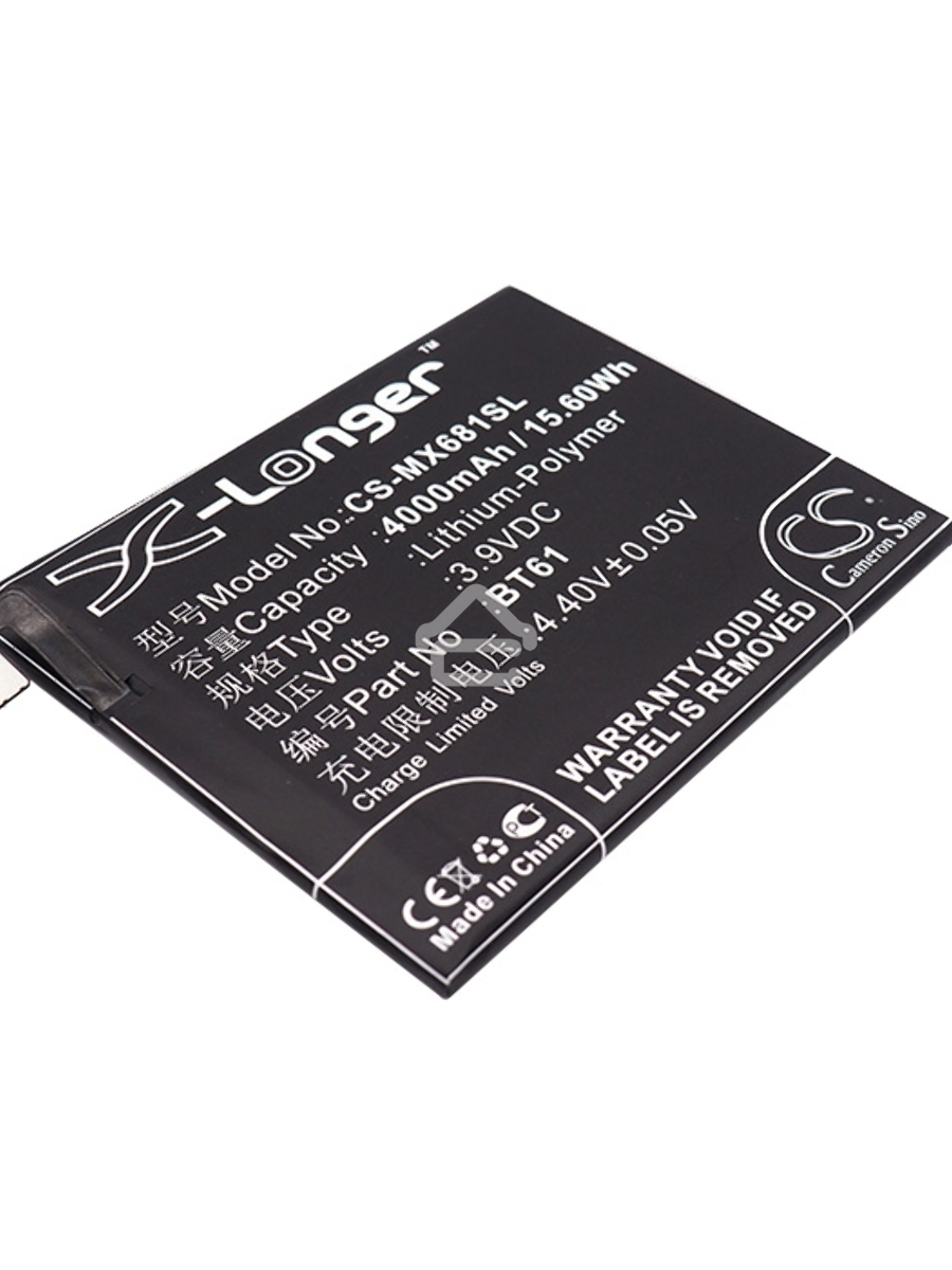 Аккумулятор CameronSinoCS-MX681SL BT61 для Meizu M3 Note (М - версия M681H) 3.9V / 4000mAh / 15.60Wh