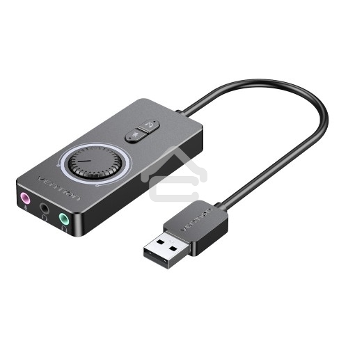 Внешняя звуковая карта Vention USB c регулятором громкости Черная