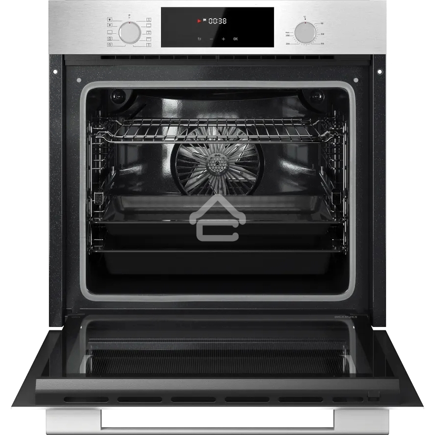 Встраиваемый духовой шкаф Kuppersberg HF 609 BX, High-Tech, объем 80 л, 10 режимов работы, телескопические направляющие, цифровой таймер, 2 стекла в дверце, утапливаемые переключатели, энергоэффективность А, черный/нержавеющая сталь