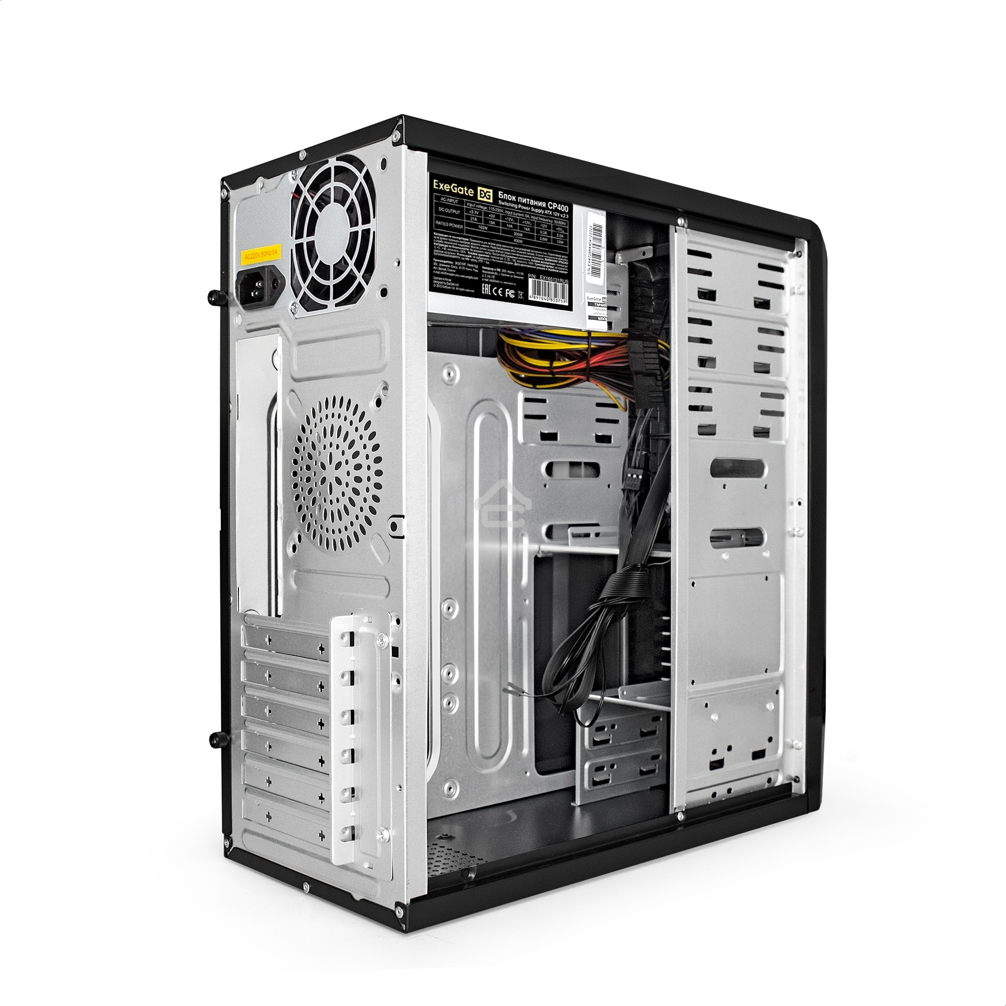 Компьютерный корпус Miditower ExeGate EX283216RUS CP-603UB-CP400 (ATX, БП CP400 с вент. 8см, 2*USB+2*USB3.0, аудио, блокировка, черный)