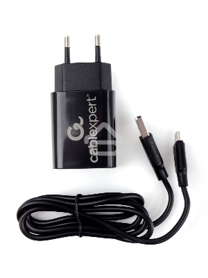Адаптер питания Cablexpert MP3A-PC-36 USB 2 порта, 2.4A, черный + кабель 1м lightning