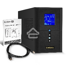 Источник бесперебойного питания (инвертор, синус, для котла) ExeGate SineTower SN-1000.LCD.AVR.2SH.1C13.USB 1000VA/800W, чистая синусоида, LCD дисплей, AVR, 2*Schuko+1*C13, USB, линейно-интерактивный, черный