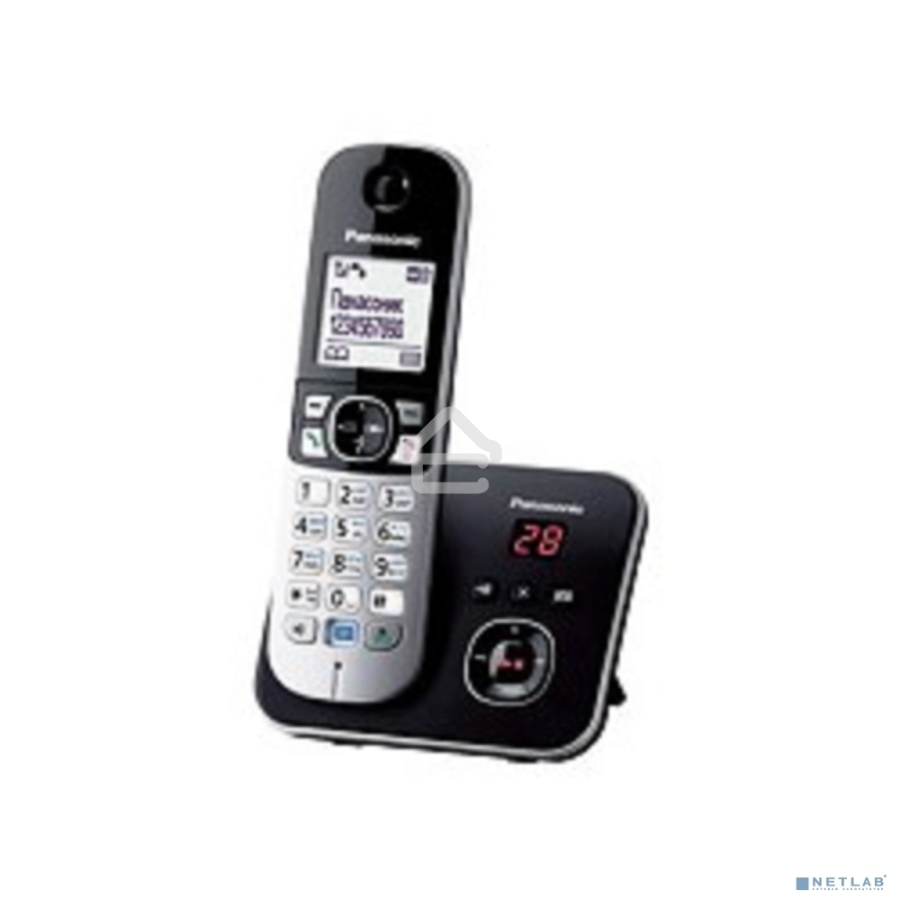Телефон беспроводной (DECT) Panasonic KX-TG6821RUB (черный), автоответчик,определитель номера,телефонный справочник 120 зап.
