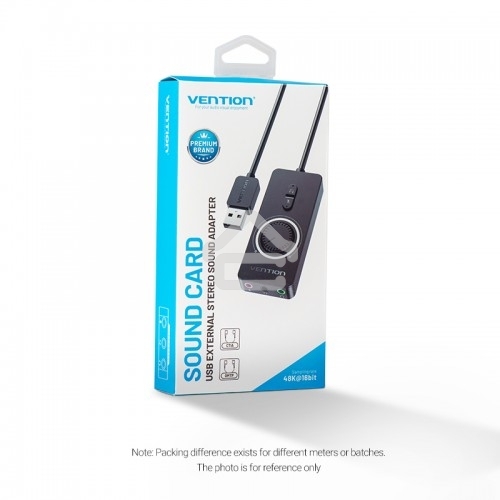Внешняя звуковая карта Vention USB c регулятором громкости Черная