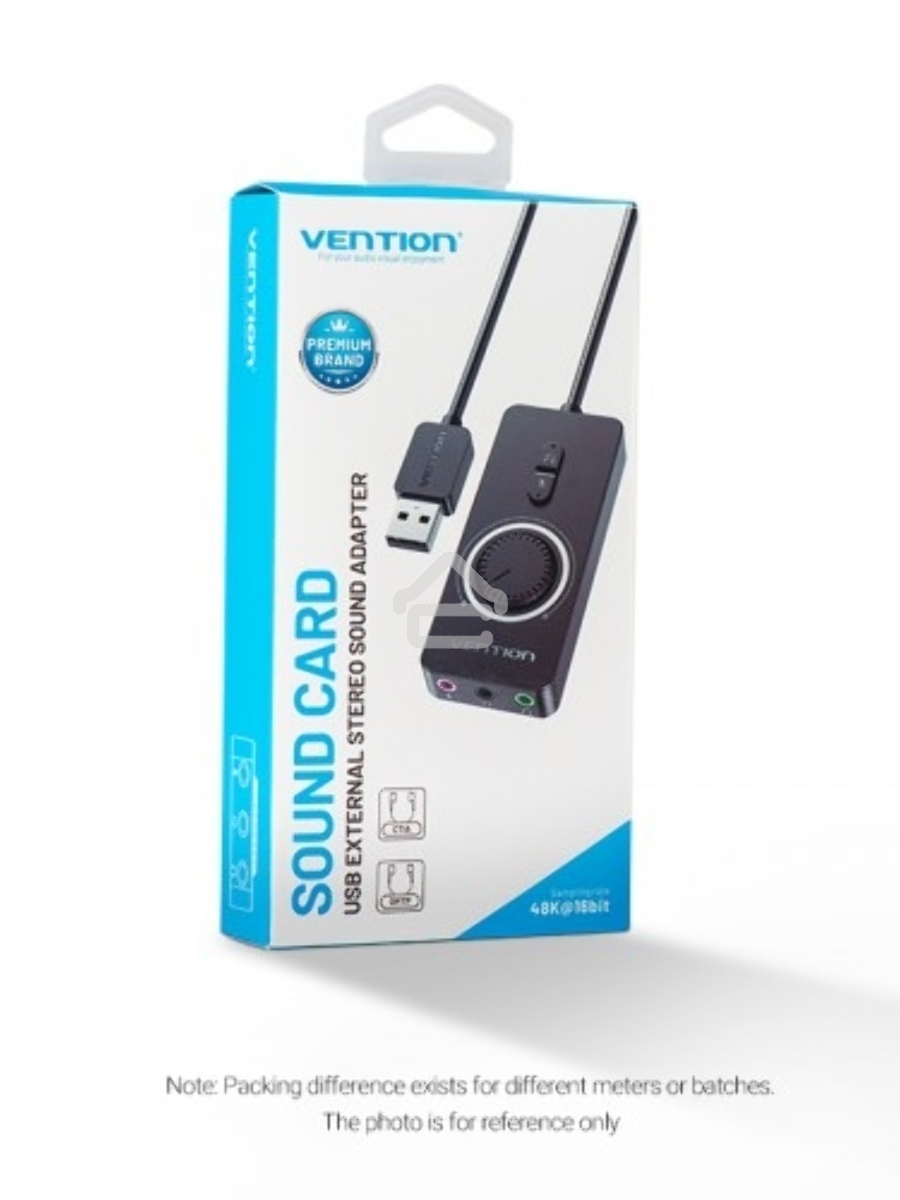 Внешняя звуковая карта Vention USB c регулятором громкости Черная