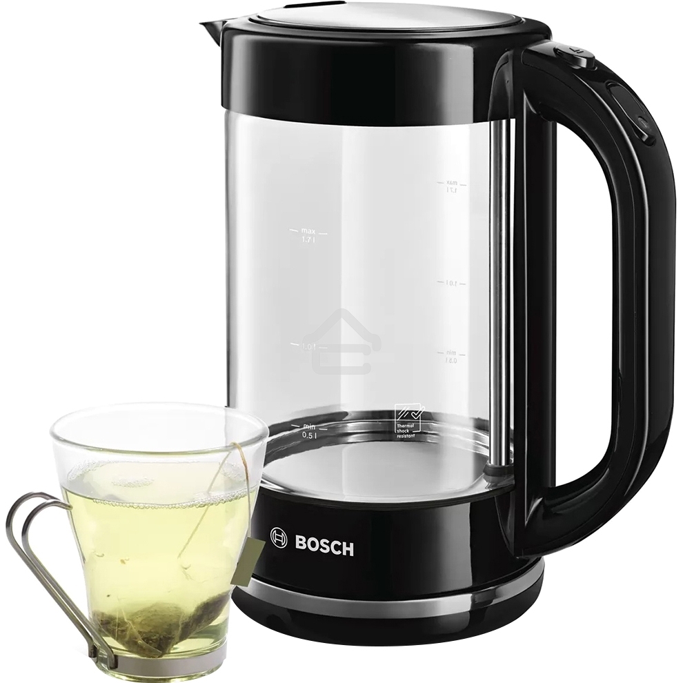 Чайник электрический Bosch TWK70B03 1.7 л, 2400 Вт, черный (корпус: стекло)