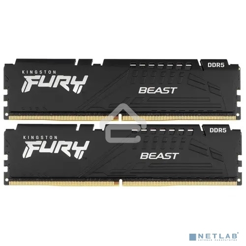 Оперативная память Kingston Fury Beast, DDR5, 16GB (2x8GB), 6000MHz, CL36, с радиаторами, черный