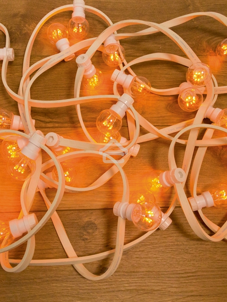 Гирлянда LED Galaxy Bulb String 10м, белый КАУЧУК, 30 ламп*6 LED ЖЕЛТЫЕ, влагостойкая IP65