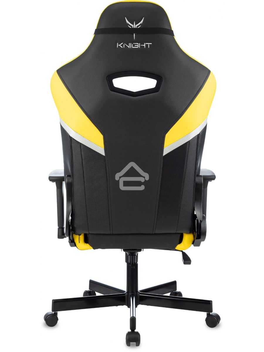 Кресло игровое Knight Thunder 5X черный/желтый эко.кожа крестов. металл
