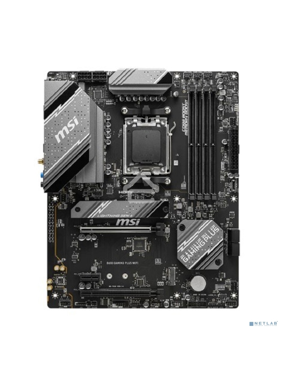 Материнская плата MSI B650 GAMING PLUS WIFI, AM5, AMD B650, 4xDDR5, 4xSATA, 2xM.2, 1xPCI-E 4.0 x16, 1xPCI-E 4.0 x4, 1xDisplayPort, 1xHDMI, 1x 2.5Gb LAN, 4xUSB 3.2 Gen 1, 3xUSB 3.2 Gen 2, 6x3.5 мм, 7.1, Standard-ATX