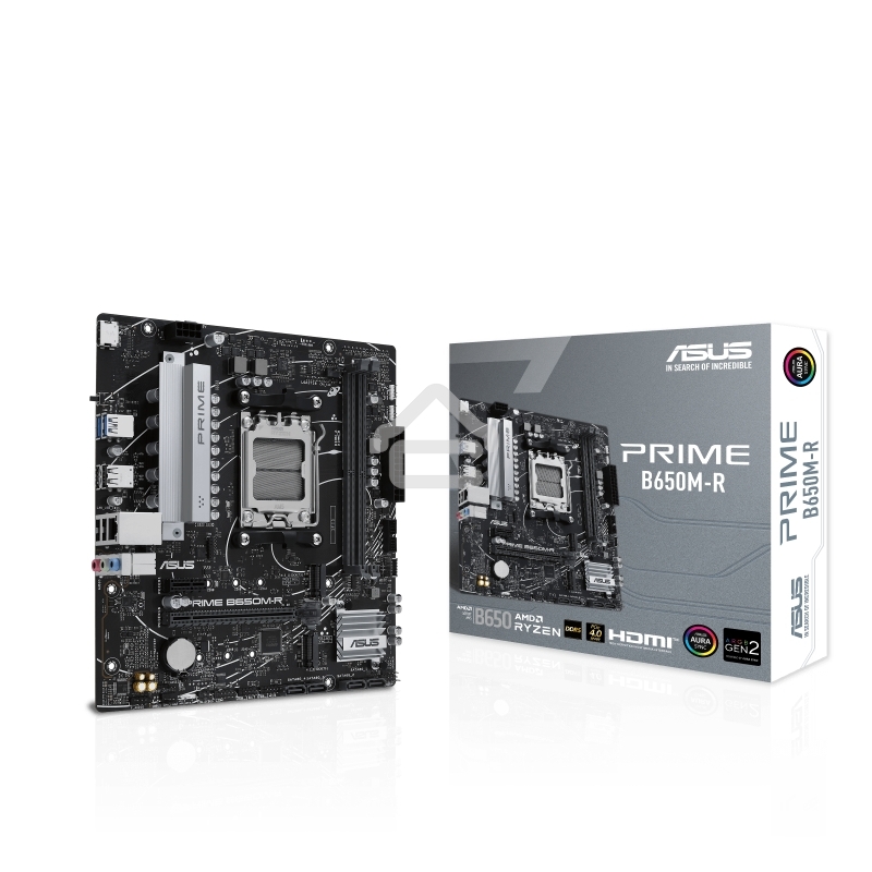 Материнская плата ASUS PRIME B650M-R, Socket AM5, AMD B650, 2xDDR5, 4xSATA, 2xM.2, 1xPCIe 4.0 x16, 1xPCIe x1, 1xHDMI, 1x 2.5Gb LAN, 2xUSB-A 3.2 Gen 1, 4xUSB-A 2.0, 3x3.5 мм, 7.1, mATX