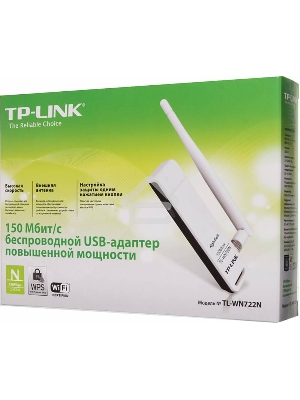 Адаптер TP-Link SOHO TL-WN722N 150Mbps High Gain Wireless N USB Adapter with Cradle, 1T1R, 2.4GHz, 802.11n/g/b, 1 detachable antenna