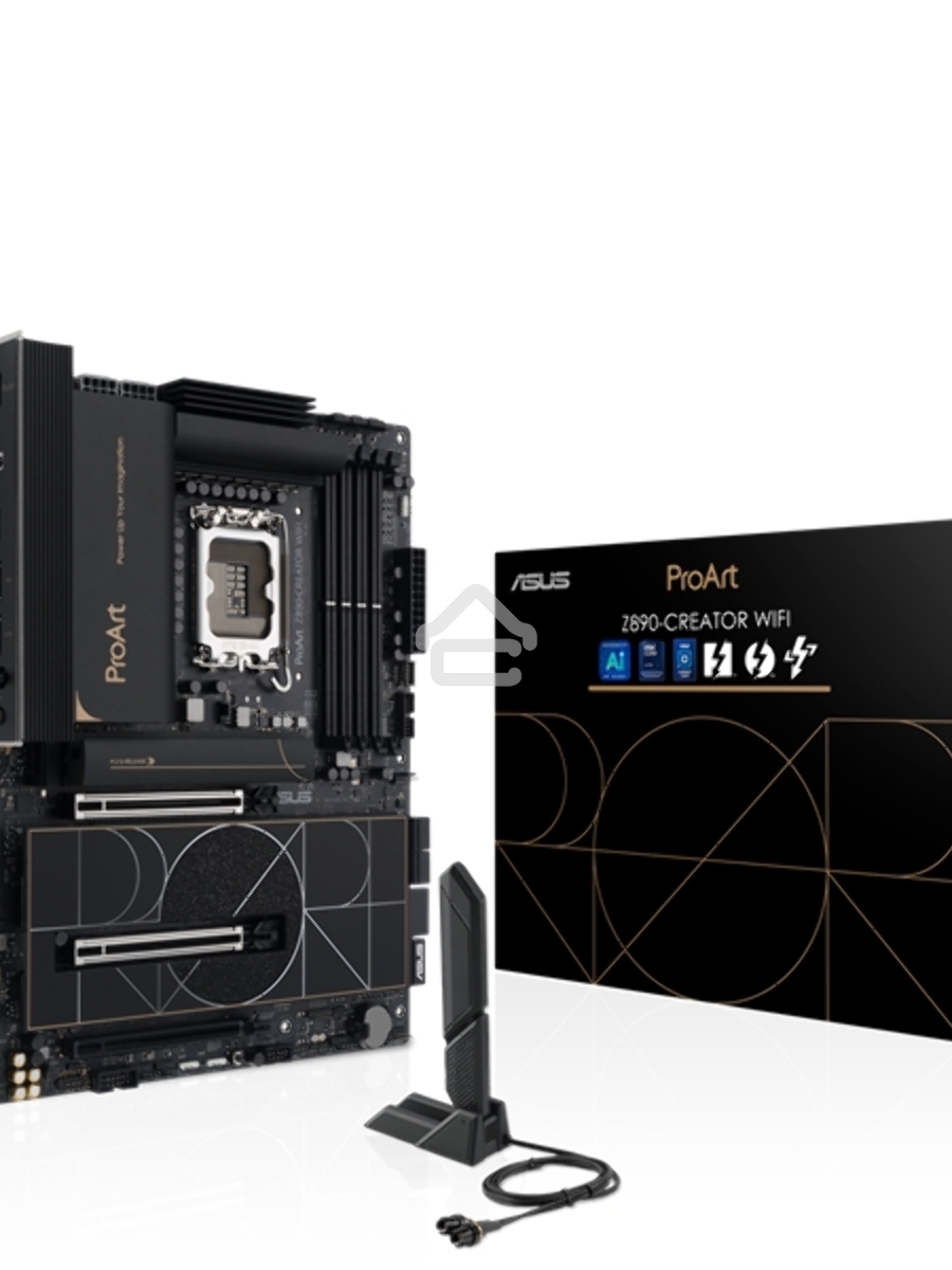 Материнская плата ASUS ProArt Z890-CREATOR WIFI, LGA 1851, Intel Z890, 4xDDR5, 4xSATA, 5xM.2, 2xPCIe 5.0 x16, 1xPCIe 4.0 x16, 1xHDMI, 1xDP, 1x 10Gb LAN, 1x 2.5Gb LAN, 2xUSB-C 10Gbps, 6xUSB-A 10Gbps, 1xUSB-A 2.0, 7.1, ATX