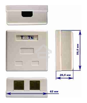 Розетка TWT (TWT-SM2-4512-WH) настенная 1 порт RJ-45 категории 5е и 1 порт RJ-12. UTP. белая