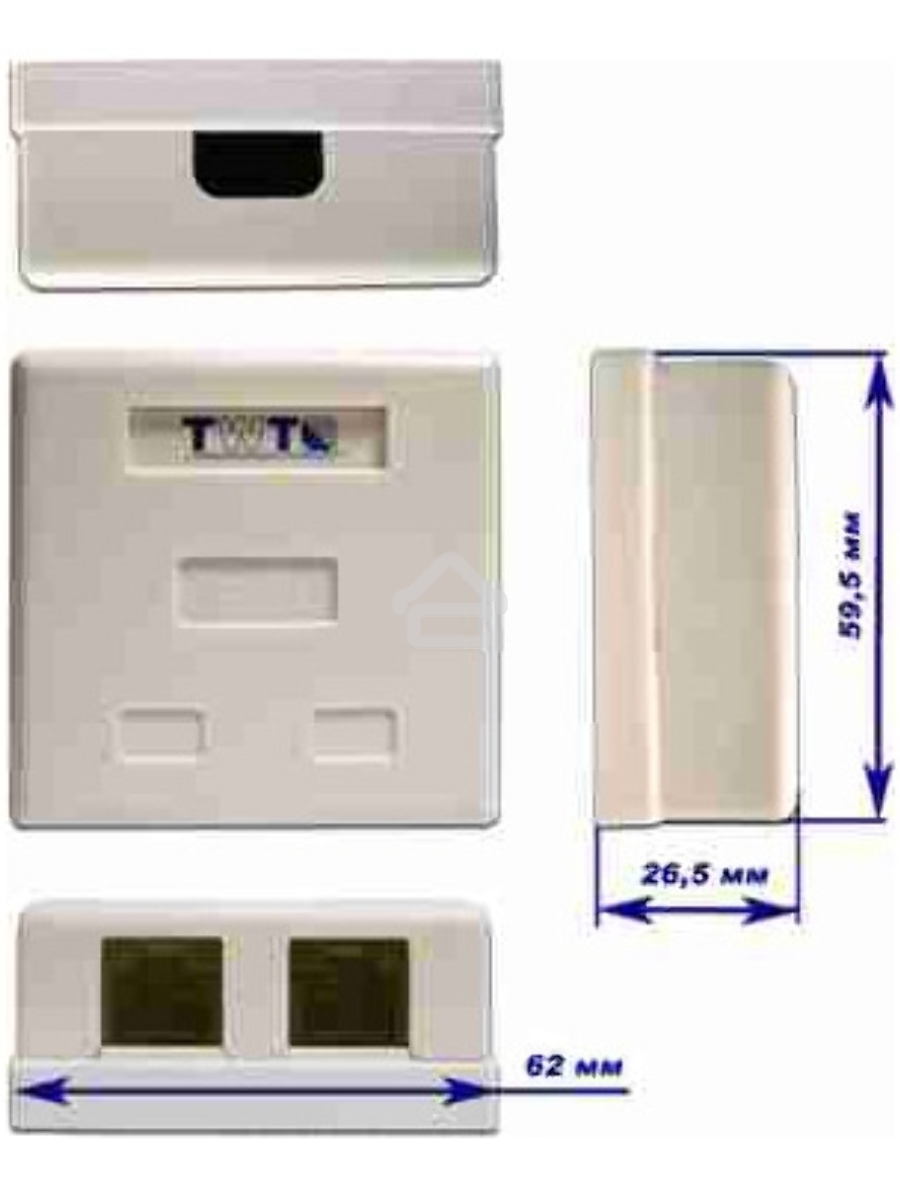 Розетка TWT (TWT-SM2-4512-WH) настенная 1 порт RJ-45 категории 5е и 1 порт RJ-12. UTP. белая
