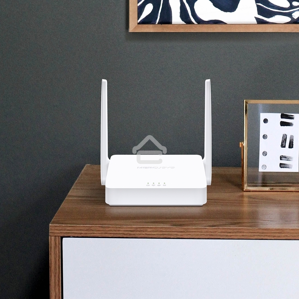 Роутер Mercusys 300Mbps Multi-Mode Wireless N Router, 2× Fixed External Antennas, 2× 10/100 Mbps LAN Ports, 1× 10/100 Mbps WAN Port, FEATURE: Access Point Mode, WPS/Reset Button, IPTV, IPv6, Beamforming, MU-MIMO, Parental Controls, Guest Network