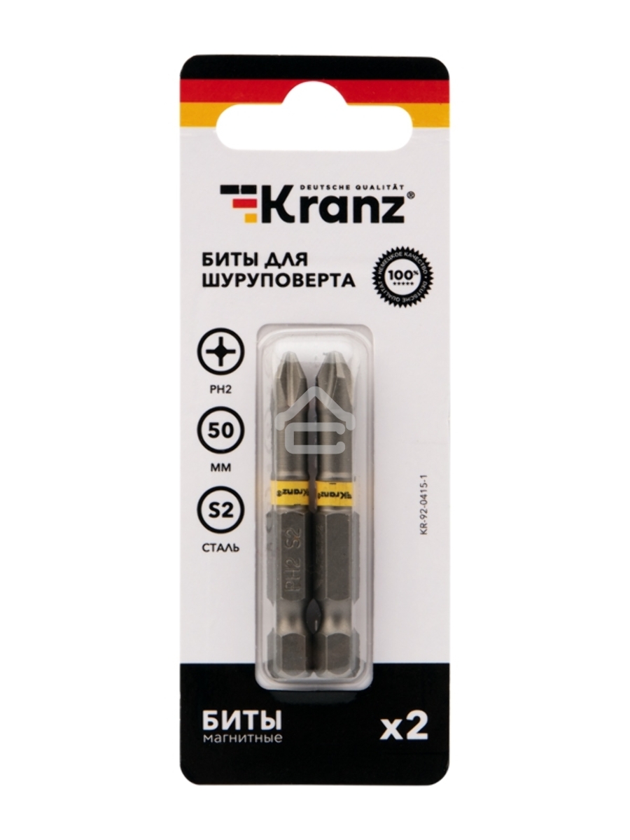 Бита для шуруповерта KRANZ PH2х50 мм (2 шт./уп.)